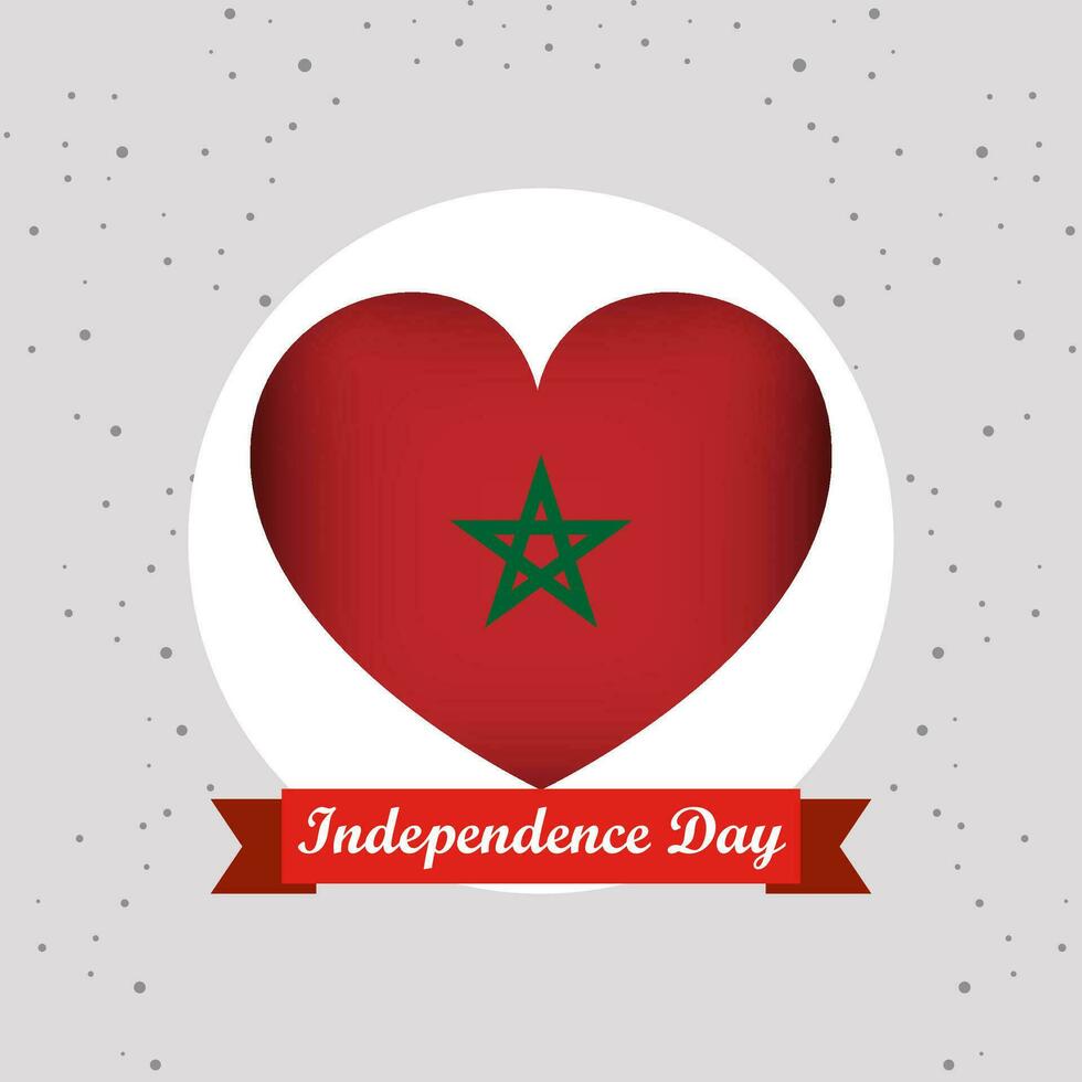 Morocco Independence Day With Heart Emblem Design vector