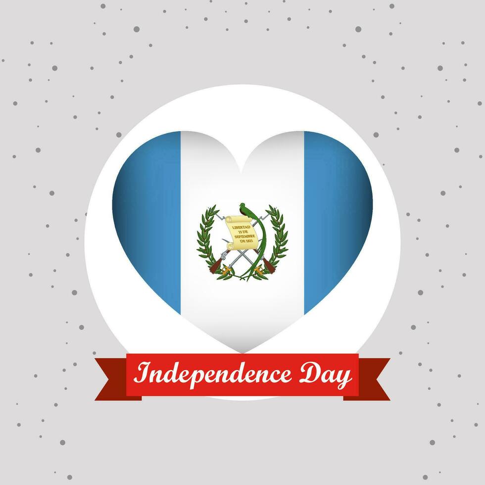 Guatemala Independence Day With Heart Emblem Design vector