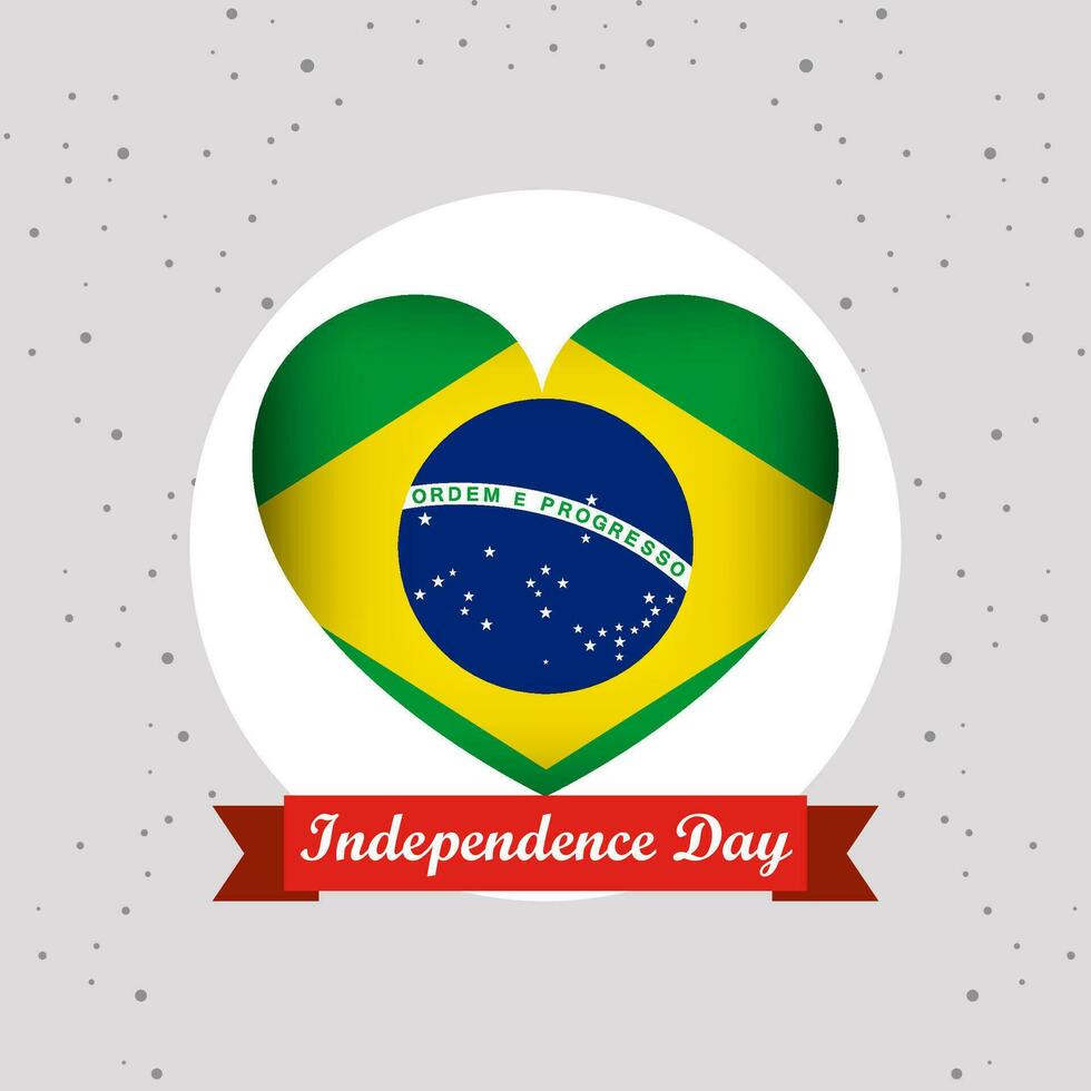 Brazil Independence Day With Heart Emblem Design vector