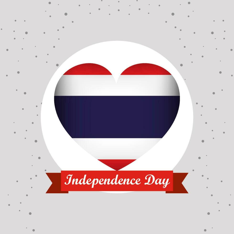 Thailand Independence Day With Heart Emblem Design vector