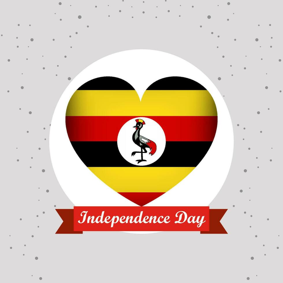 Uganda Independence Day With Heart Emblem Design vector