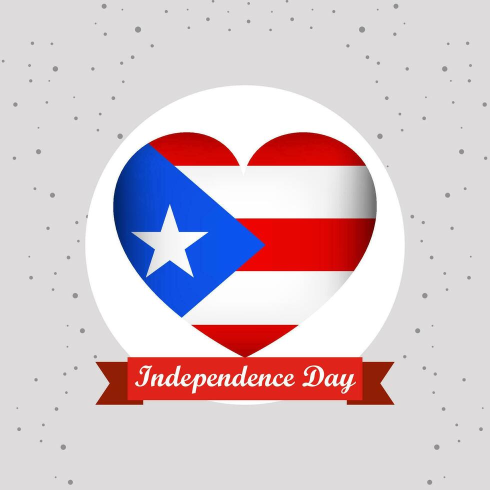 puerto rico independencia día con corazón emblema diseño vector