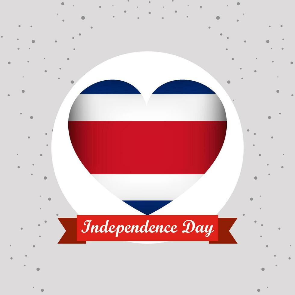 Costa Rica Independence Day With Heart Emblem Design vector