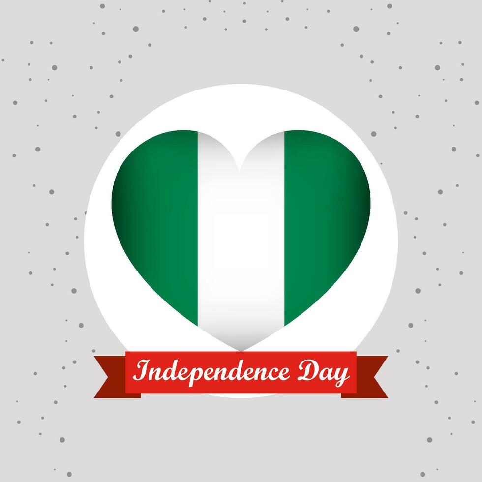 Nigeria Independence Day With Heart Emblem Design vector