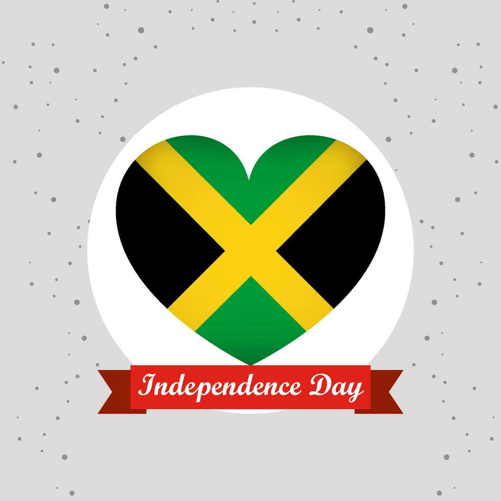 Jamaica Independence Day With Heart Emblem Design vector