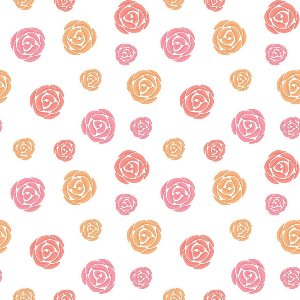 Floral seamless pattern with pink and orange rose flower. Vector background illustration for Valentine's day decoration