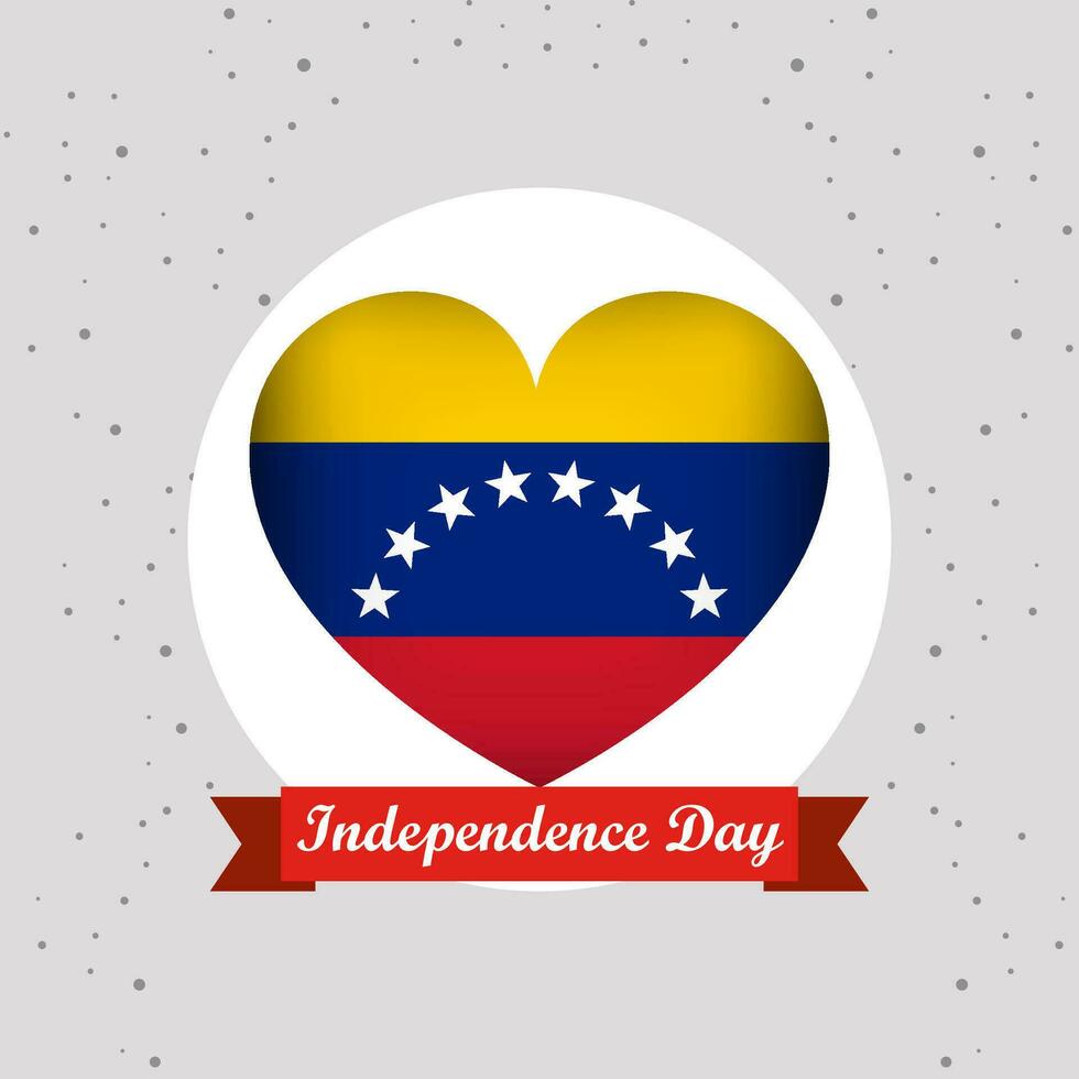 Venezuela Independence Day With Heart Emblem Design vector