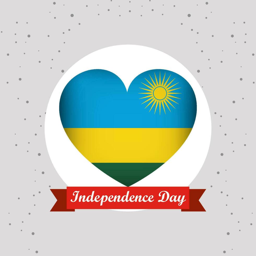 Rwanda Independence Day With Heart Emblem Design vector