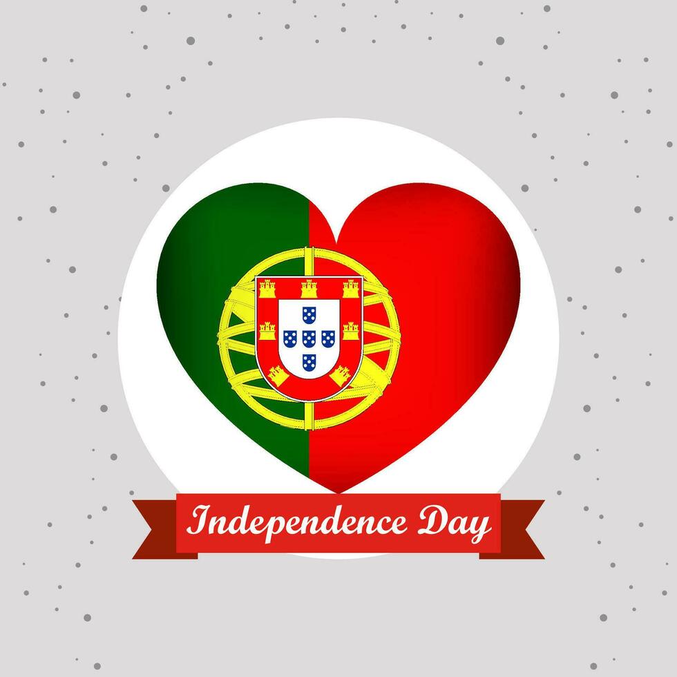 Portugal Independence Day With Heart Emblem Design vector