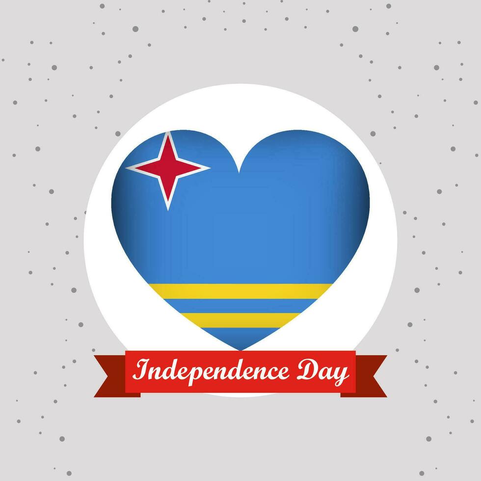 aruba independencia día con corazón emblema diseño vector