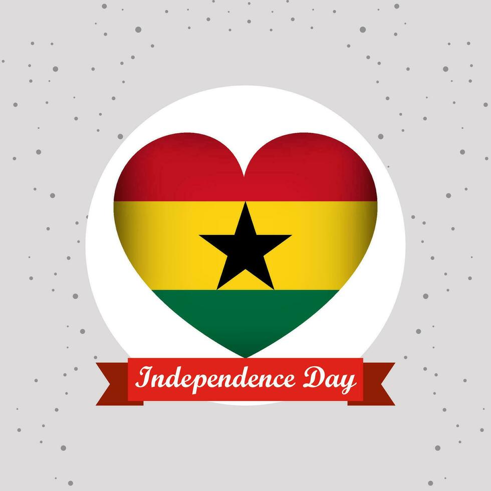 Ghana independencia día con corazón emblema diseño vector