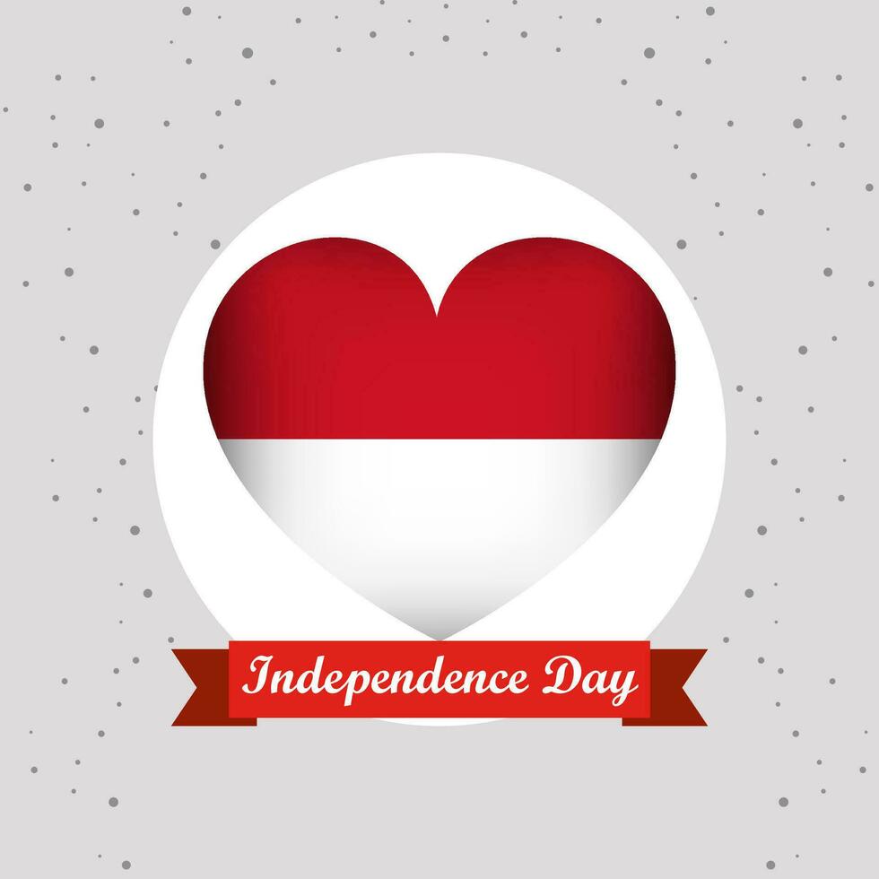 Indonesia Independence Day With Heart Emblem Design vector