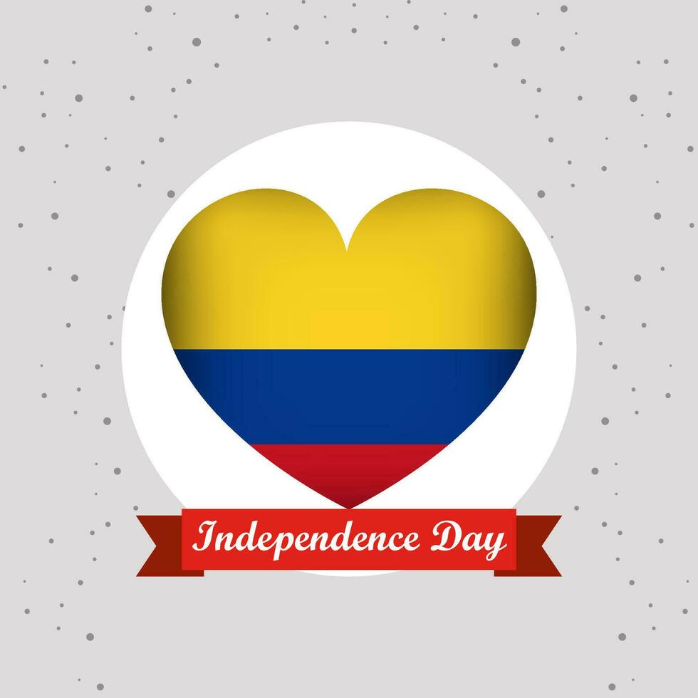 Colombia Independence Day With Heart Emblem Design vector