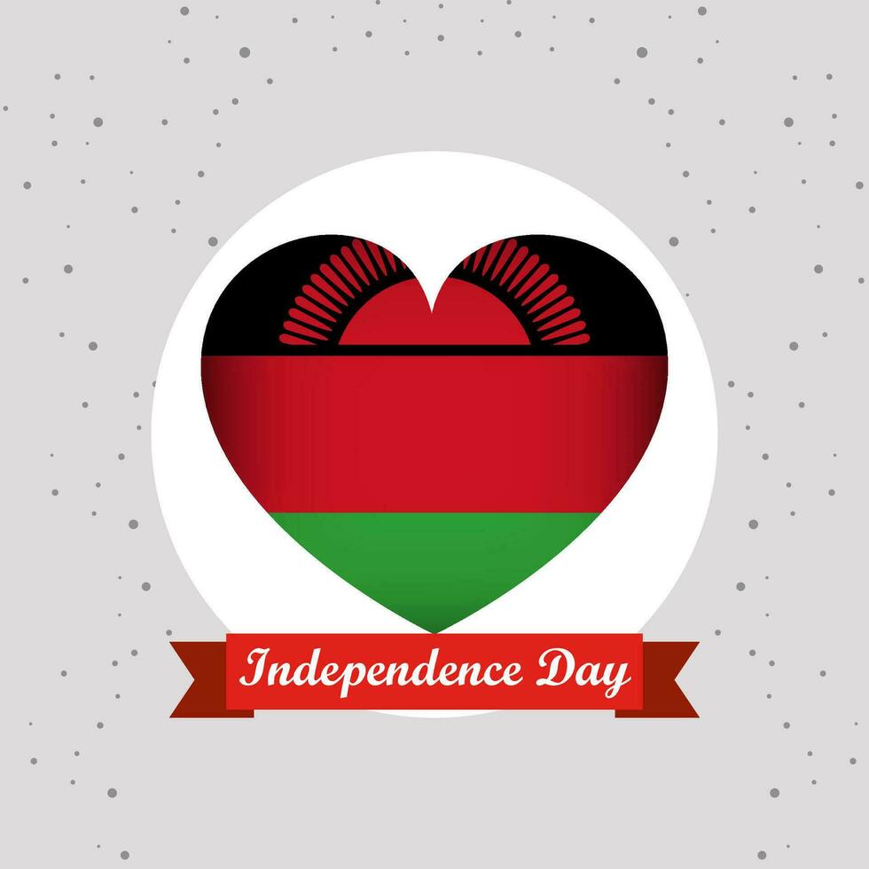 Malawi Independence Day With Heart Emblem Design vector