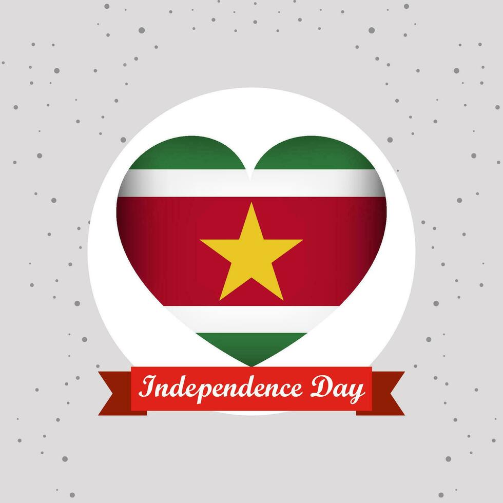Suriname Independence Day With Heart Emblem Design vector