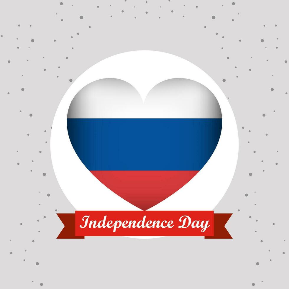 Rusia independencia día con corazón emblema diseño vector