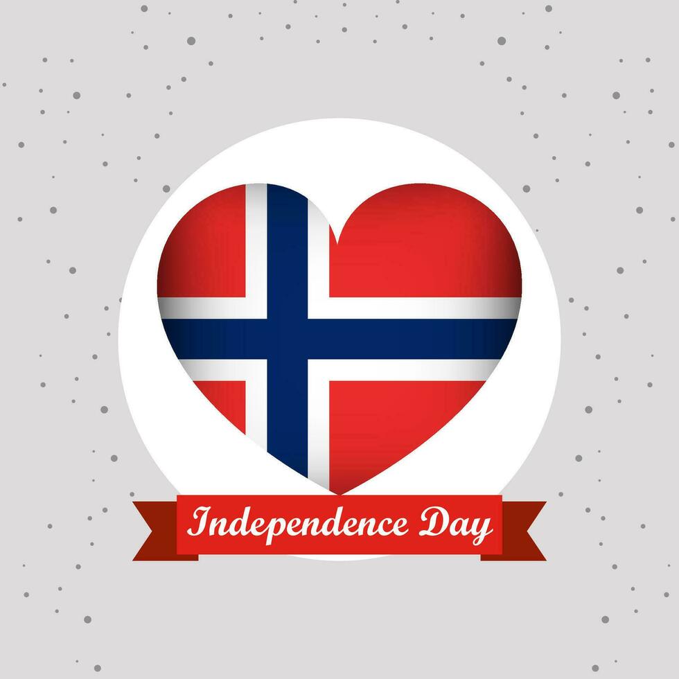 Noruega independencia día con corazón emblema diseño vector
