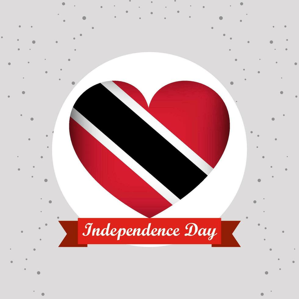 trinidad y tobago independencia día con corazón emblema diseño vector