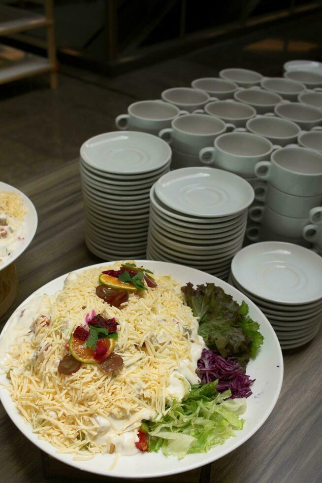 Fresh Vegetable Salad with Savory Grated Cheese photo