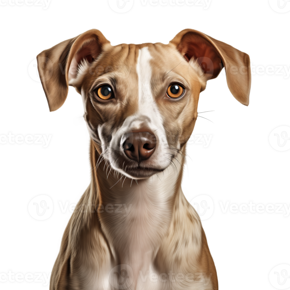 AI generated Greyhound Front view close up on transparent background. png