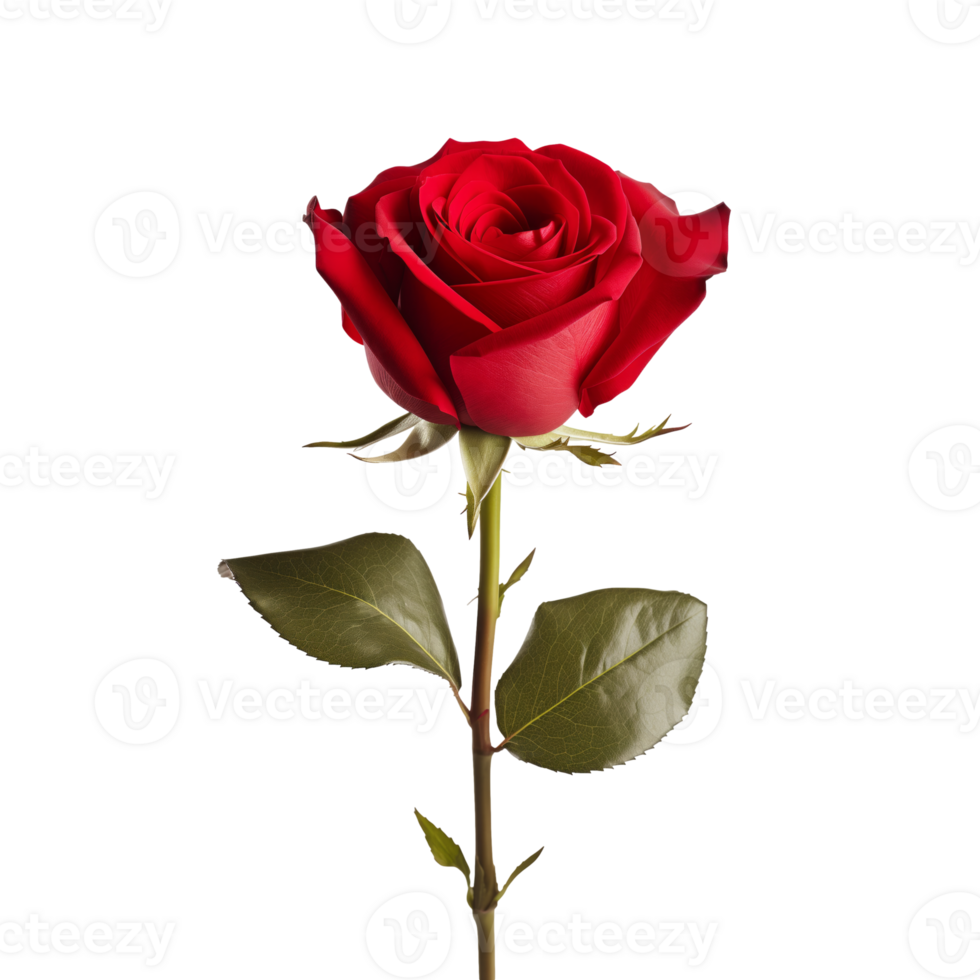 AI generated Red Rose on transparent background, png