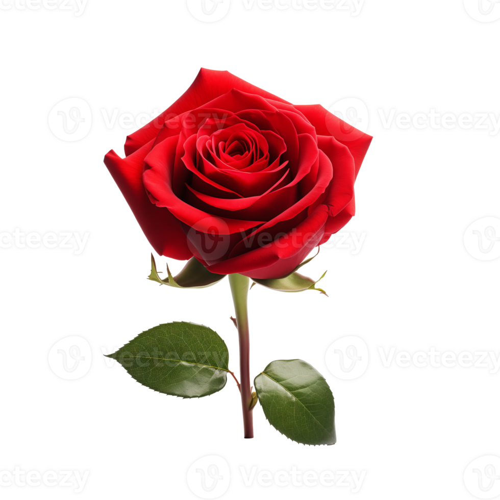 AI generated Red Rose on transparent background, png