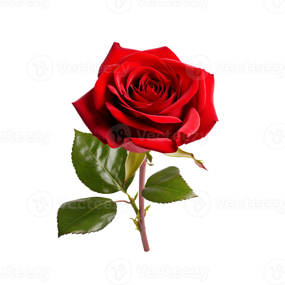 AI generated Red Rose on transparent background, png