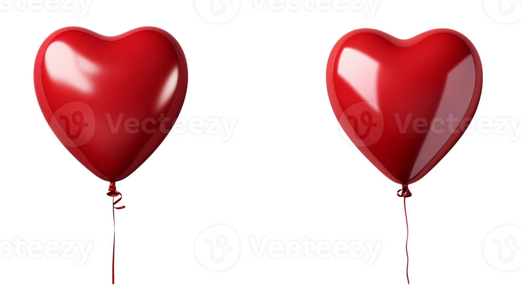 AI generated Red Heart Balloon set for party, birthday and celebration Valentines day. Isolated on transparent background. png