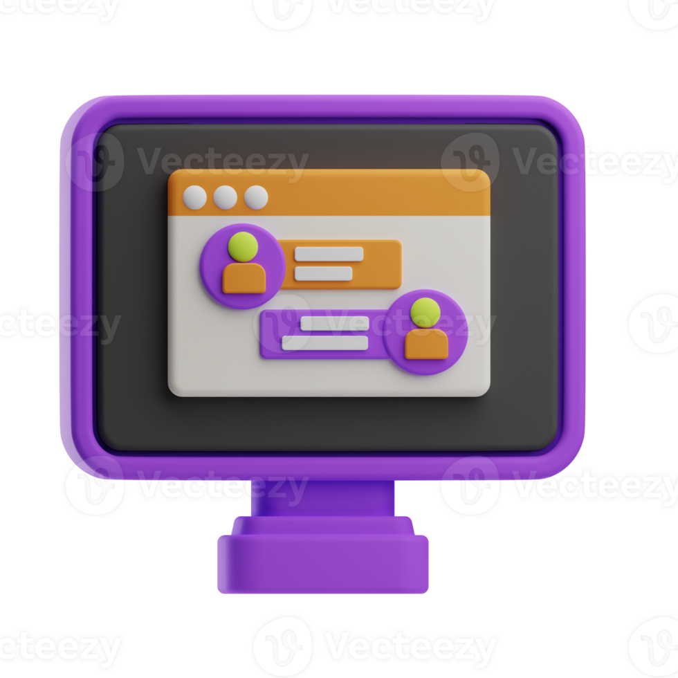 Virtual Assistant Object Web Chat 3D Illustration png