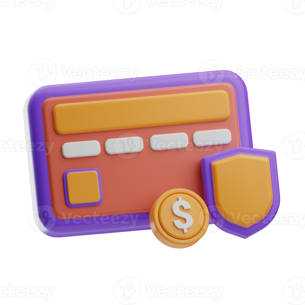 Safe Payment Object Credit Card 3D Illustration png