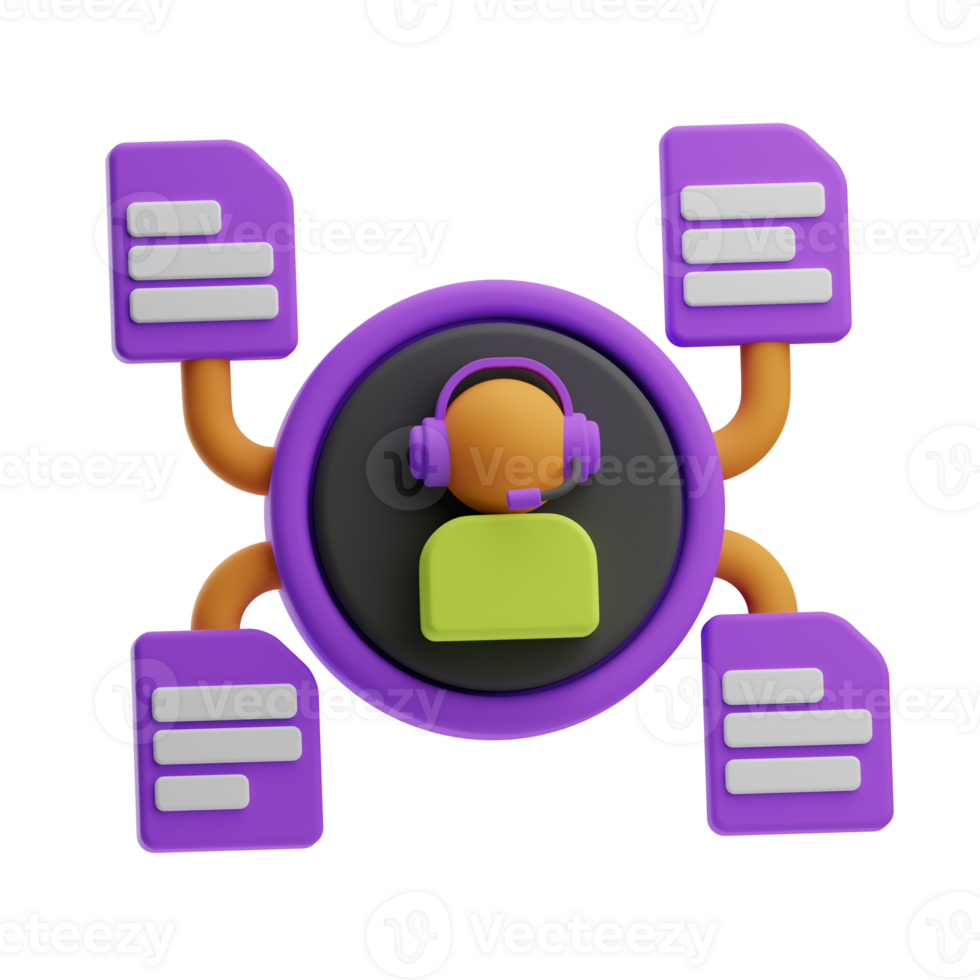 virtuel assistant objet document 3d illustration png