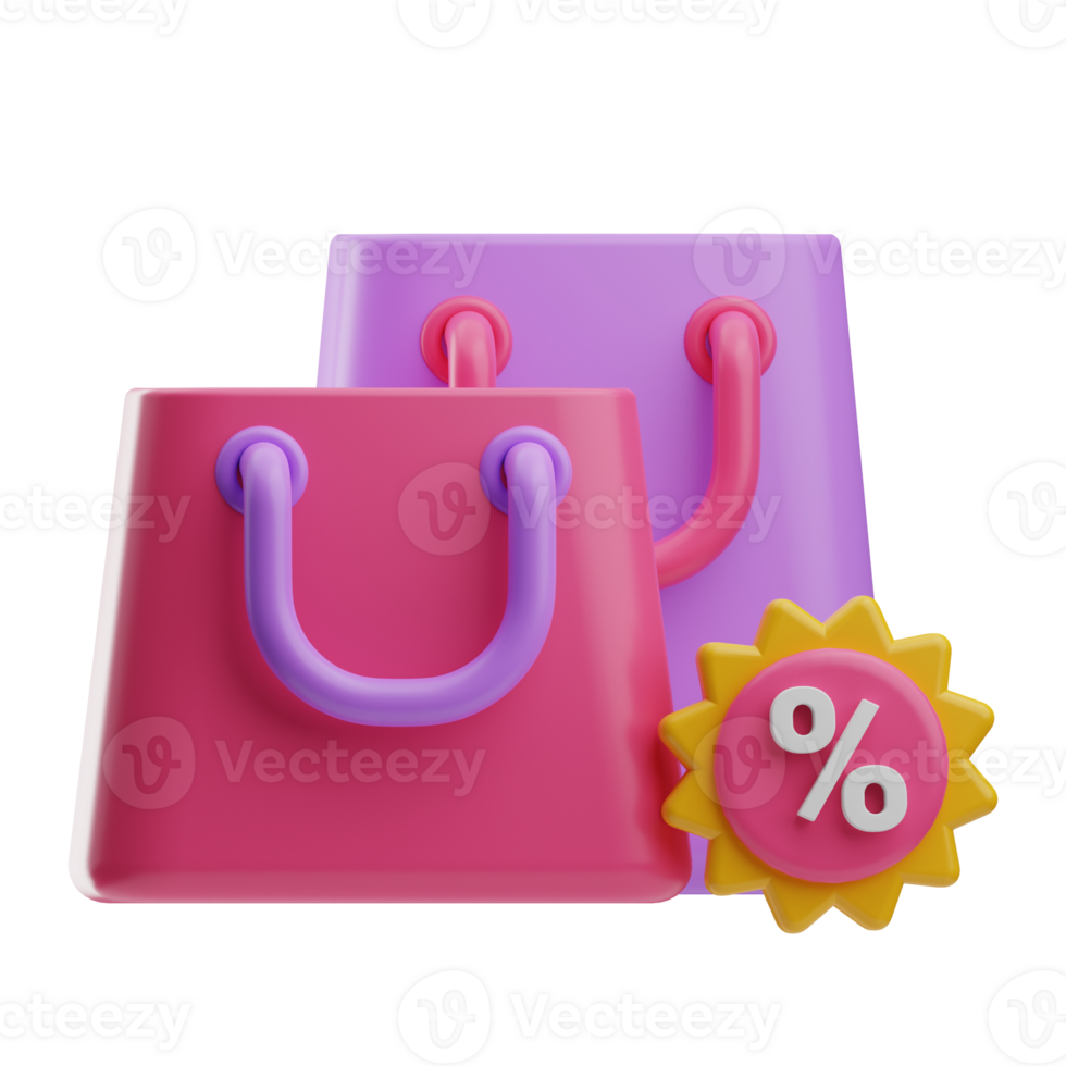 e-handel och handla objekt shoping väska 3d illustration png