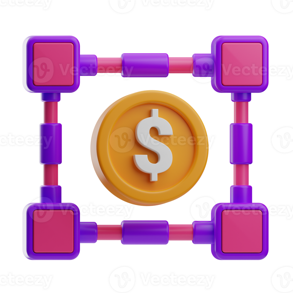 Contactless Pay Object Block Chain 3D Illustration png