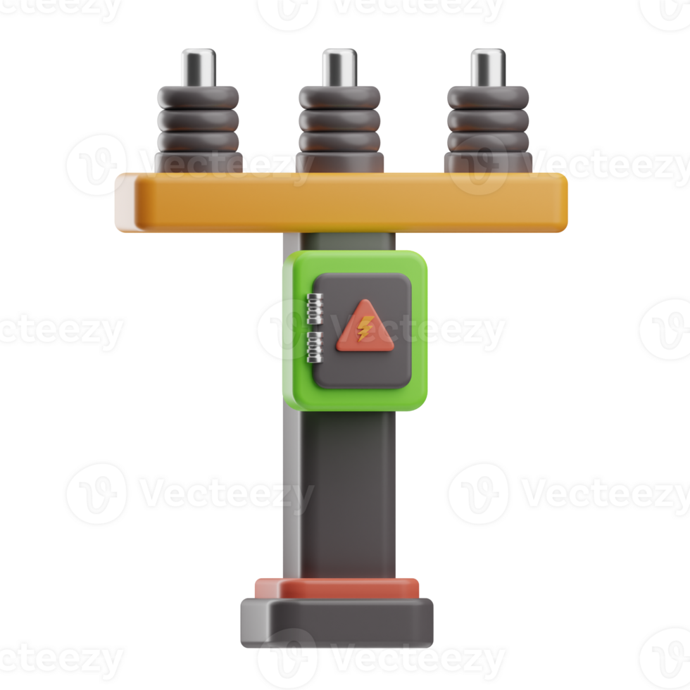 Electrical Tools Object Electric Pole 3D Illustration png