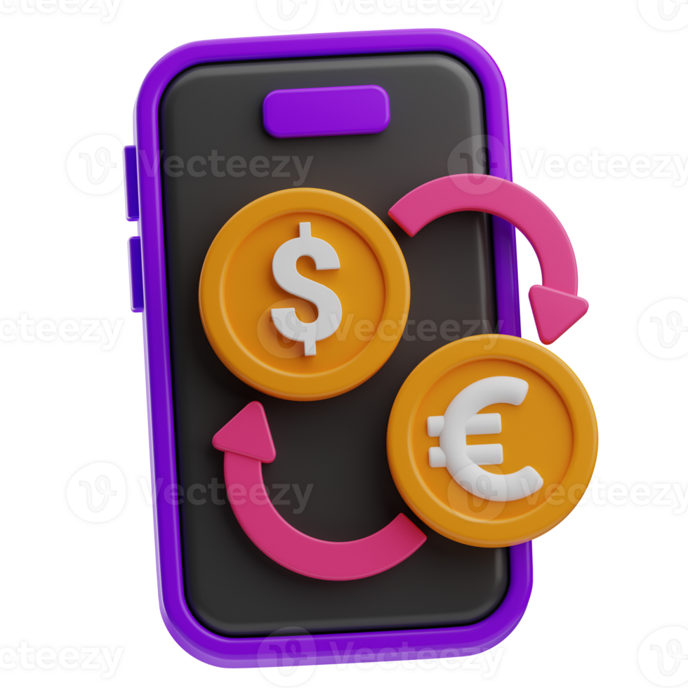 Contactless Pay Object Currency Exchange 3D Illustration png
