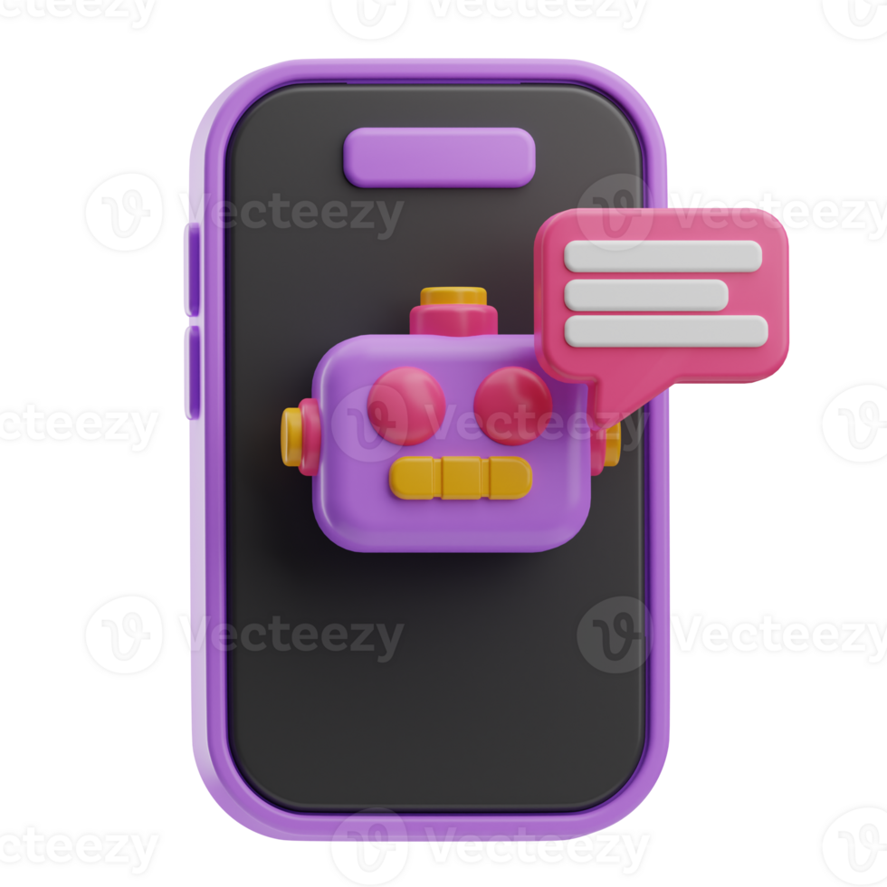 E-Commerce and Shopping Object Chat Bot 3D Illustration png