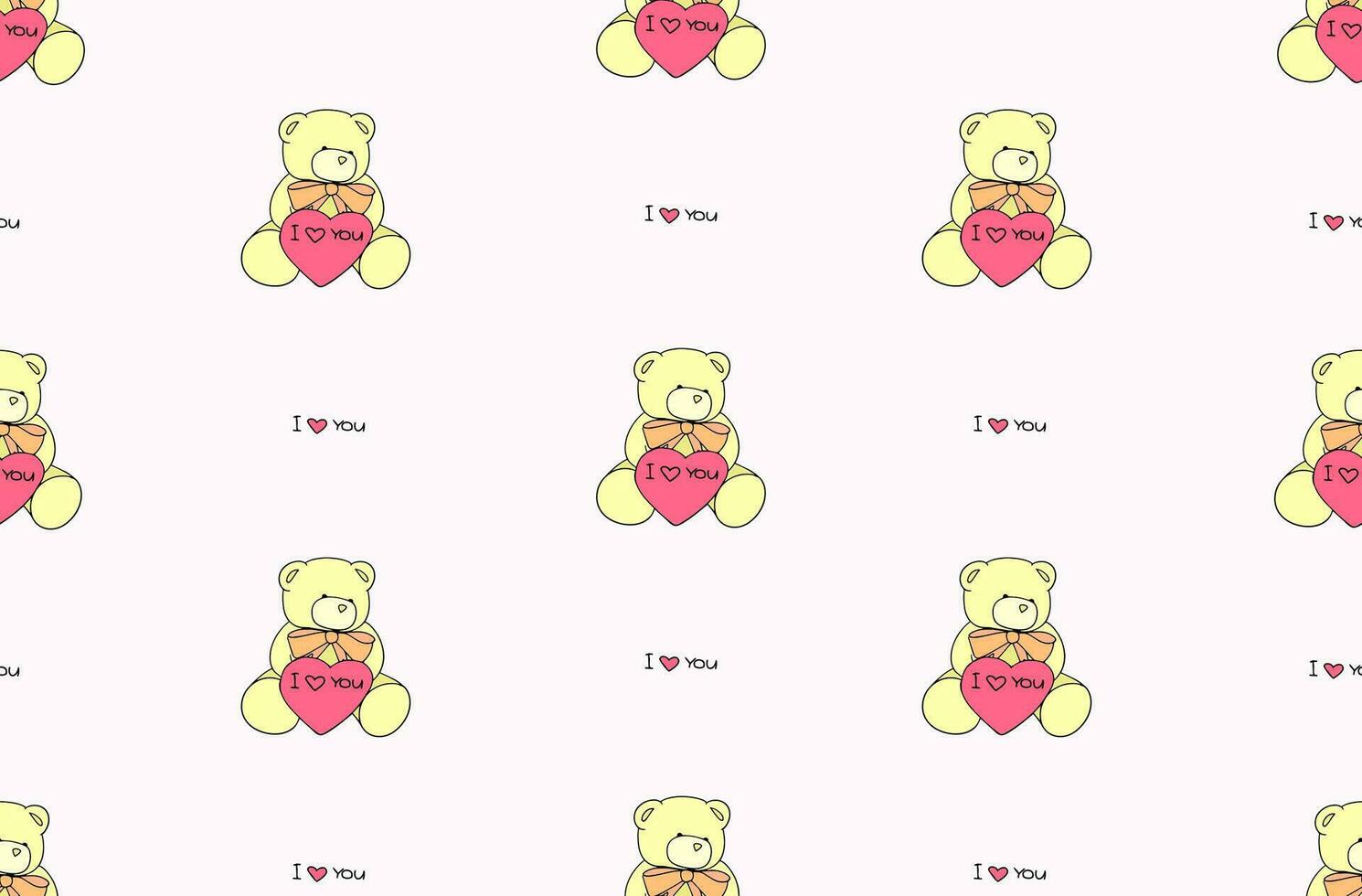 Cute simple seamless pattern with teddy bears with a declaration of love. Vector illustration for background for Valentine's day.