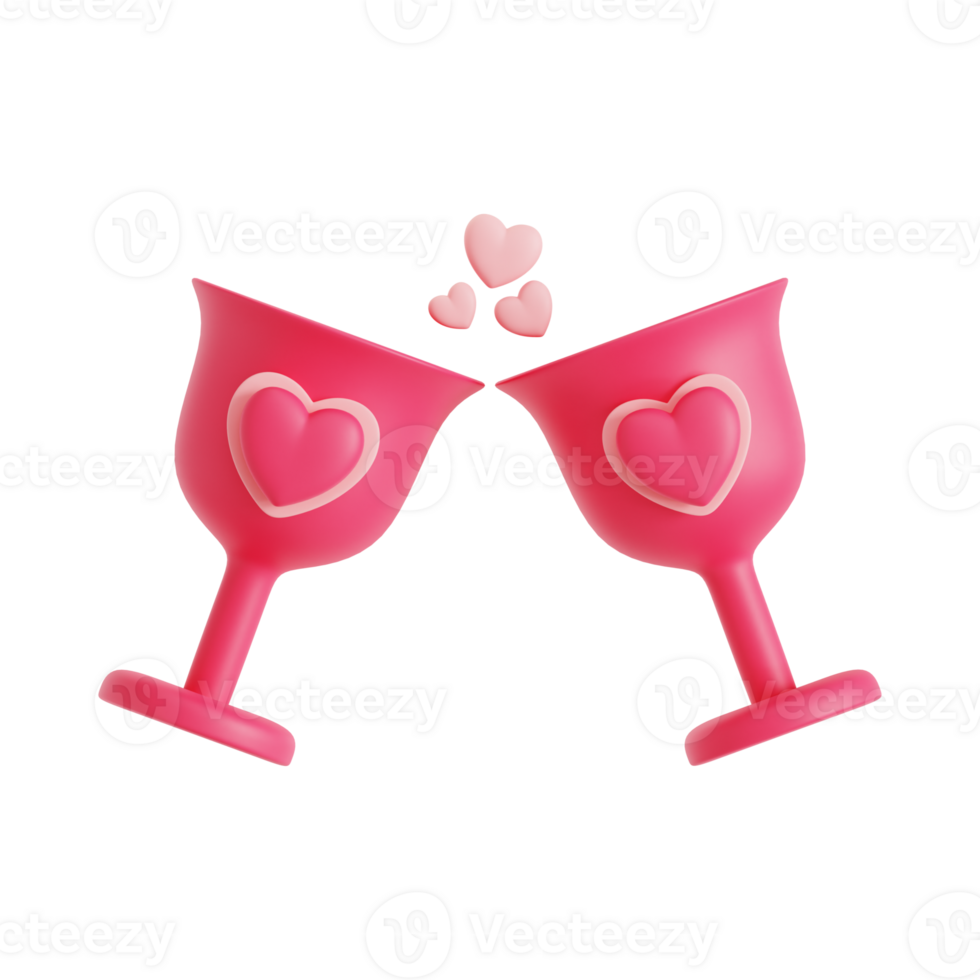 3D illustration featuring a coffee cup adorned with hearts to convey a Happy Valentine's Day theme. png