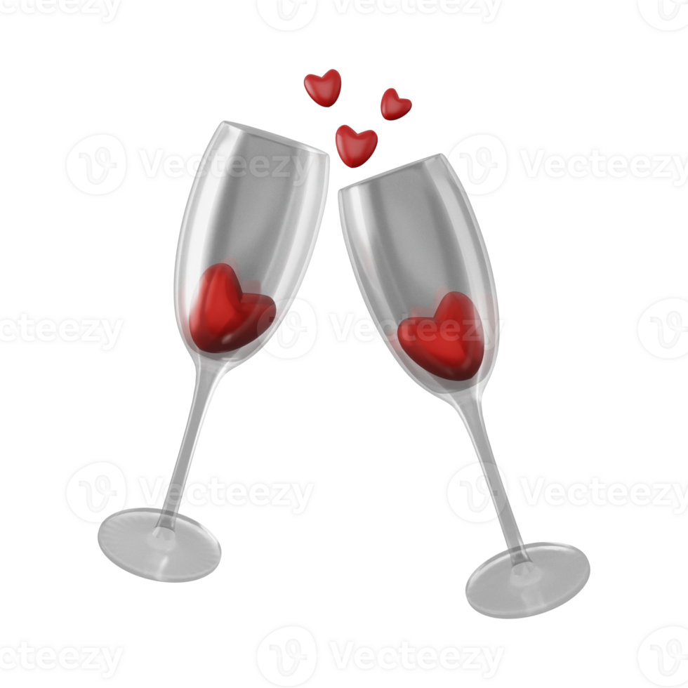 3D illustration featuring a coffee cup adorned with hearts to convey a Happy Valentine's Day theme. png