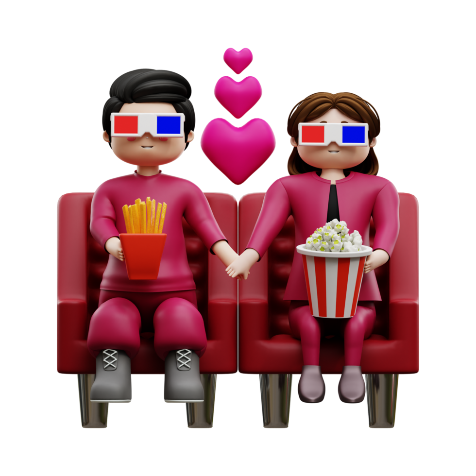 3D rendering of a cartoon couple character, bringing a lively and expressive image to life png