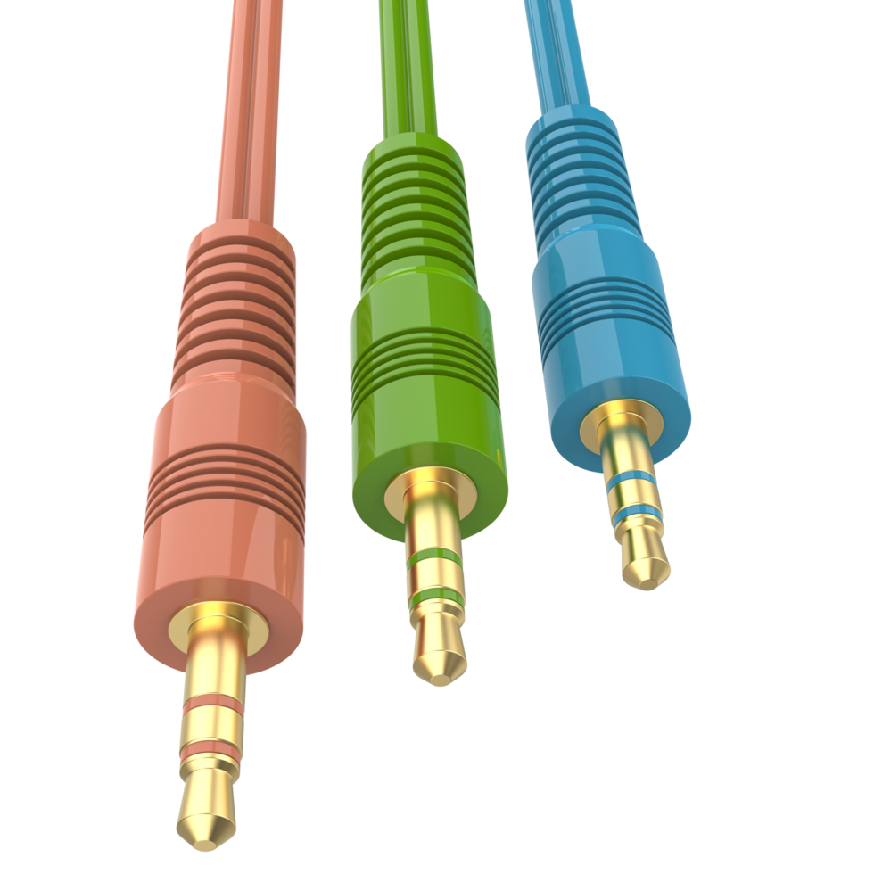3.5mm jack isolated on background. 3d rendering - illustration png