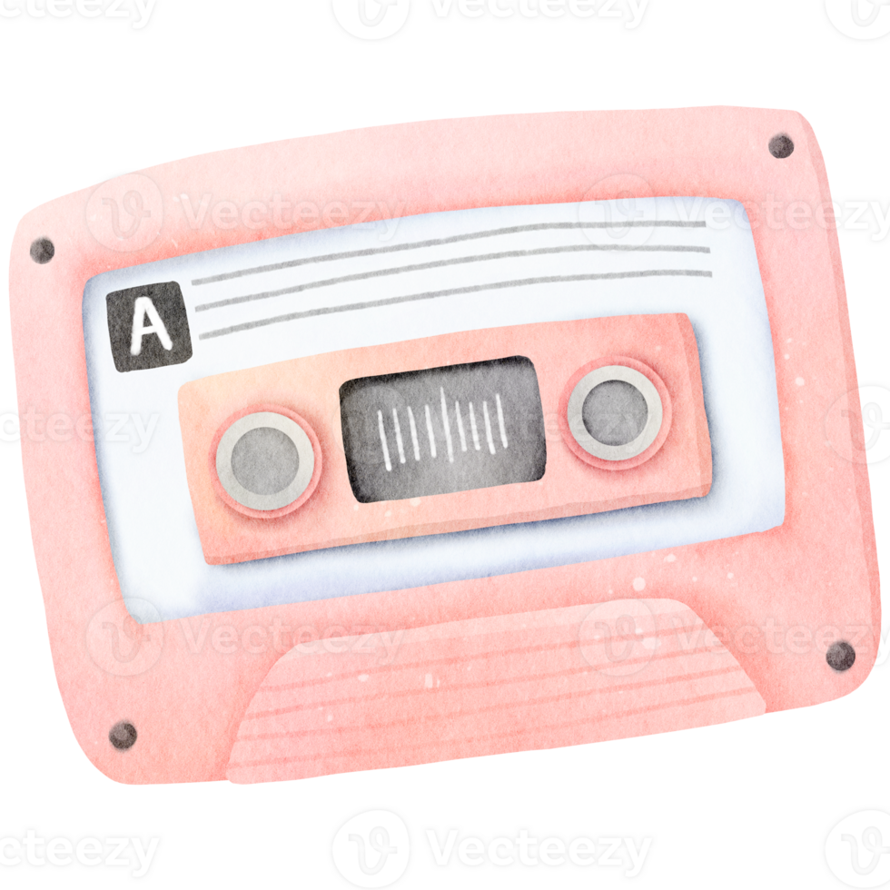Watercolor music cassette tape 36488426 PNG
