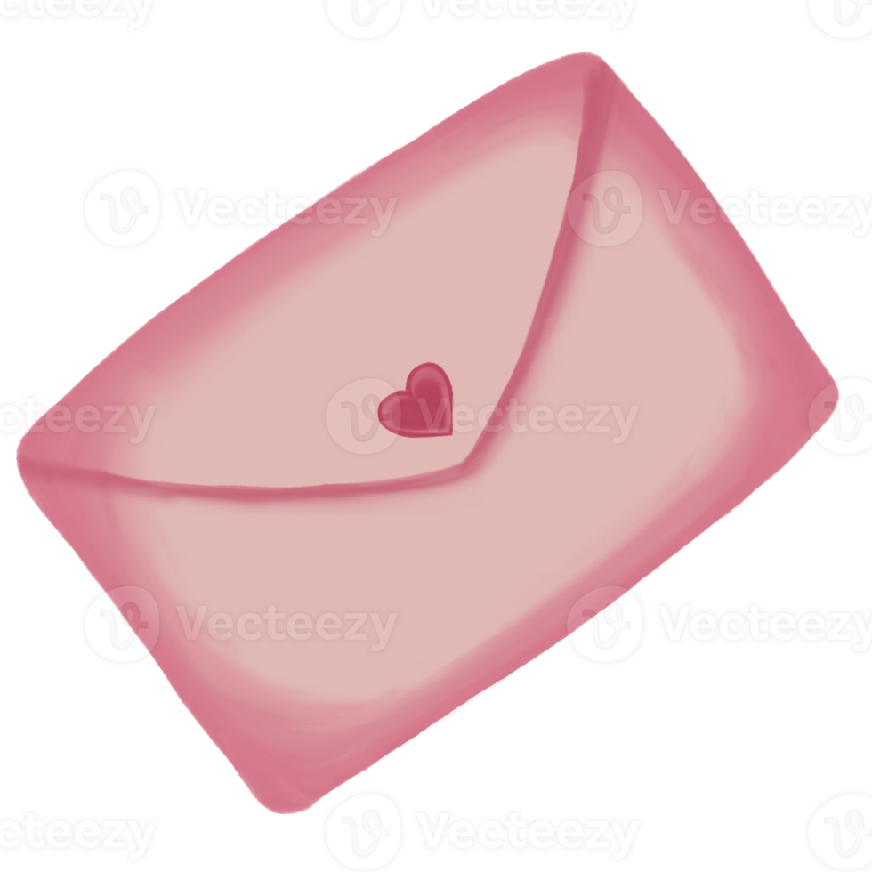 Pink love letter envelope. Romantic illustration. Perfect for valentine, wedding, and romantic design concept png