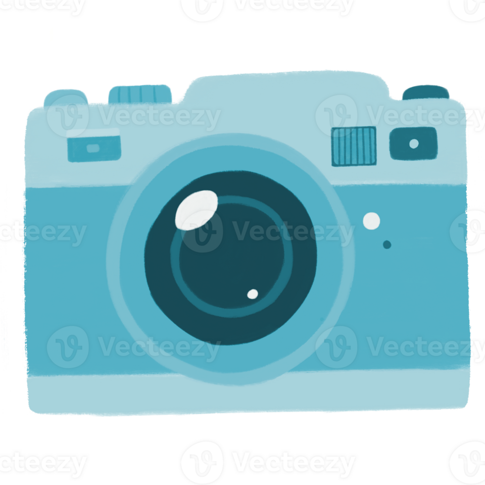 Blue hand drawn camera icon. Perfect for doodle or journaling design png