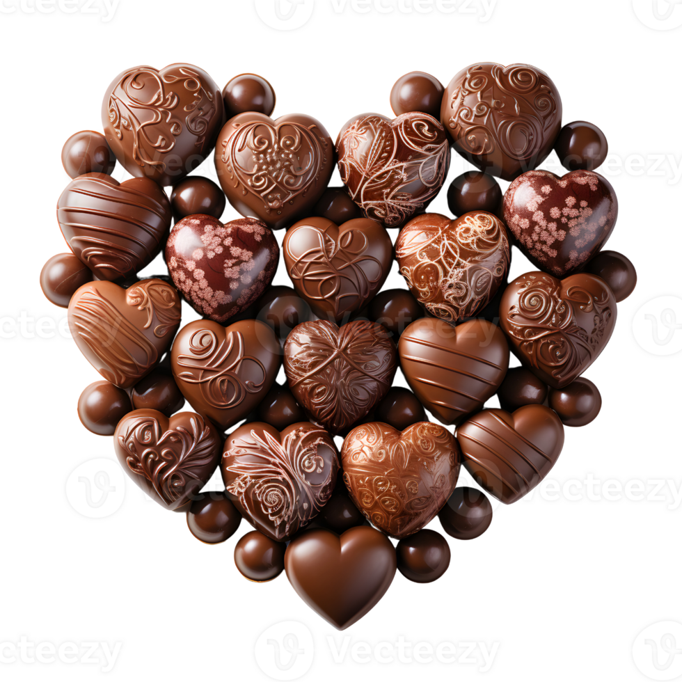 AI generated Sweet Love Heart Shaped Chocolates Arrangement png