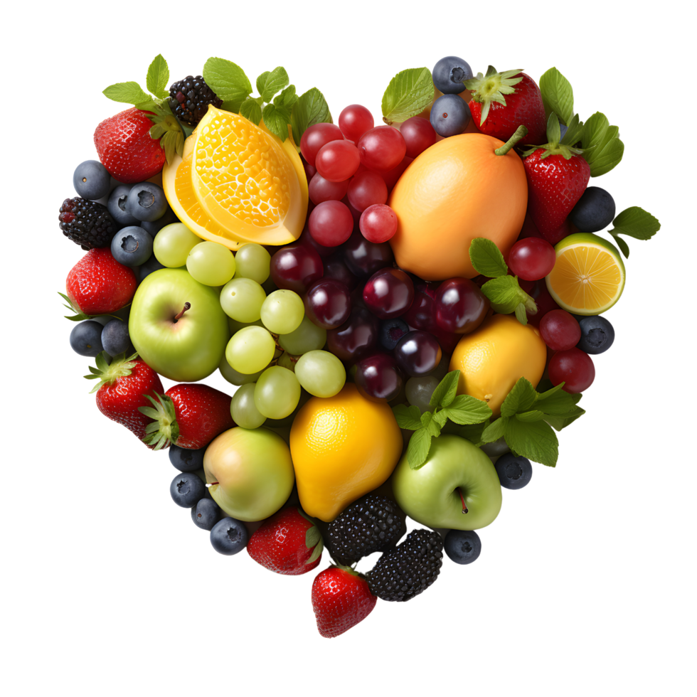 AI generated Mixed Fruit Arrangement in the Shape of Love Heart ...