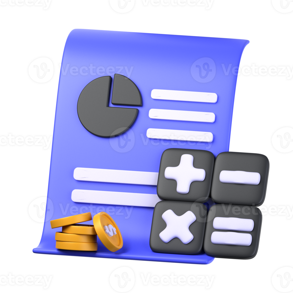 finance calculation 3d illustration object. 3d finance calculation of finance concept. Cartoon minimal style. 3d finance vector render icon illustration. png