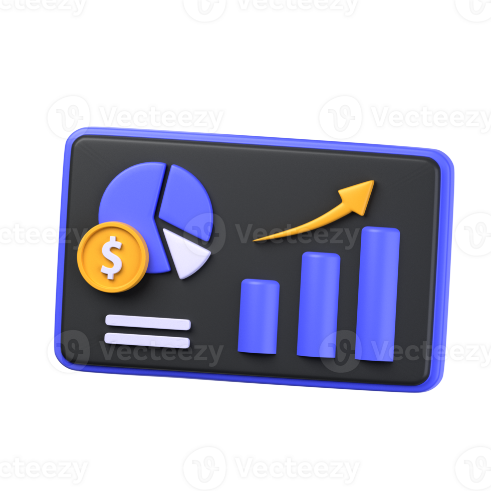 finansiera analys 3d illustration objekt. 3d finansiera analys av finansiera begrepp. tecknad serie minimal stil. 3d finansiera vektor framställa ikon illustration. png