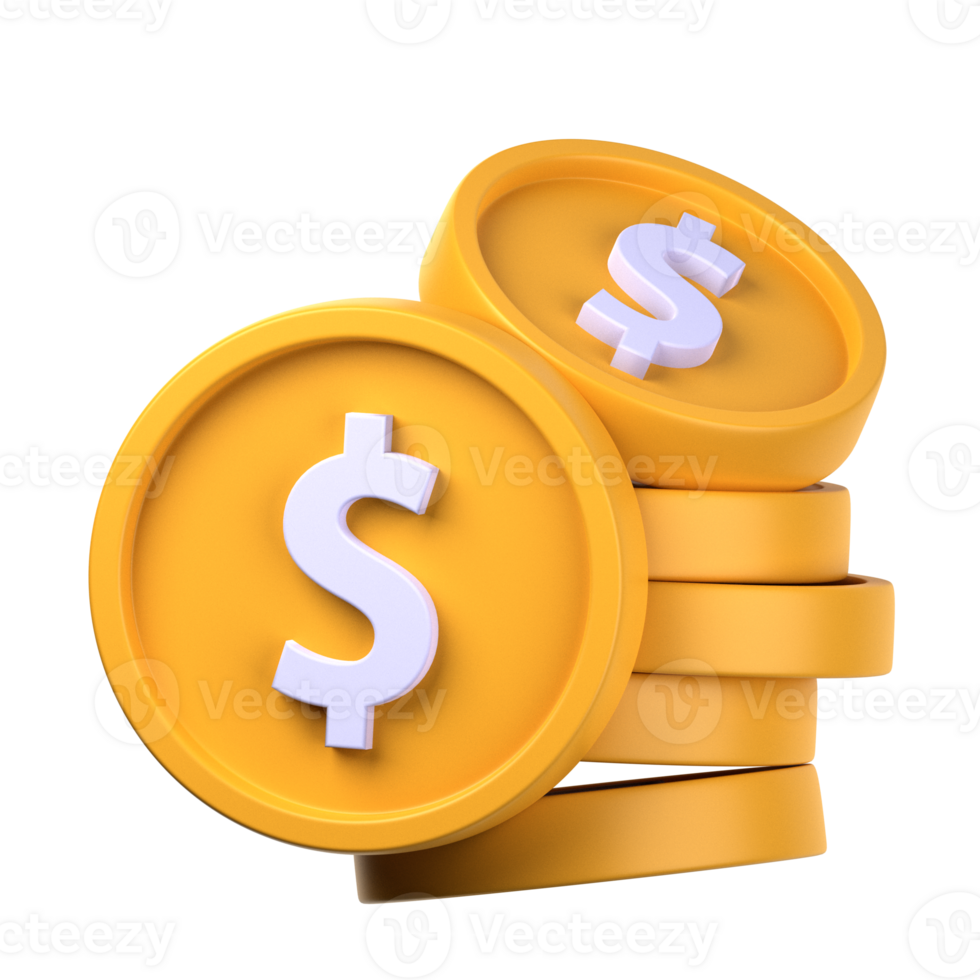 dollar 3d illustration object. 3d dollar of finance concept. Cartoon minimal style. 3d finance vector render icon illustration. png