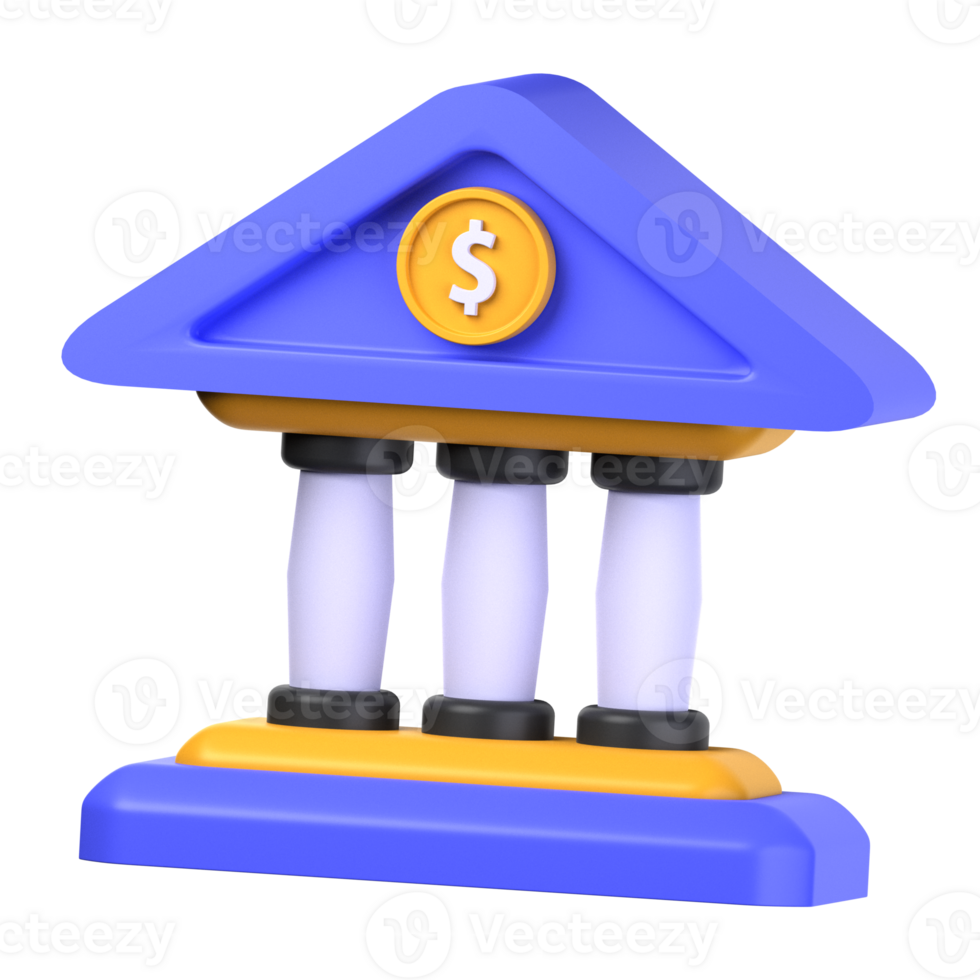 financial institute 3d illustration object. 3d financial institute of finance concept. Cartoon minimal style. 3d finance vector render icon illustration. png